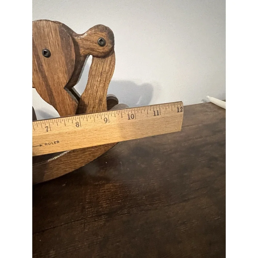Vintage Style Wooden Rocking Horse Decor Rustic Folk Art Farmhouse Shelf